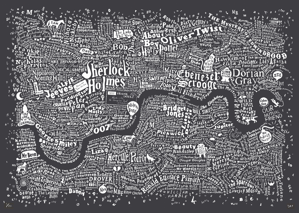 literary london map literary london art prints limited edition graphic art